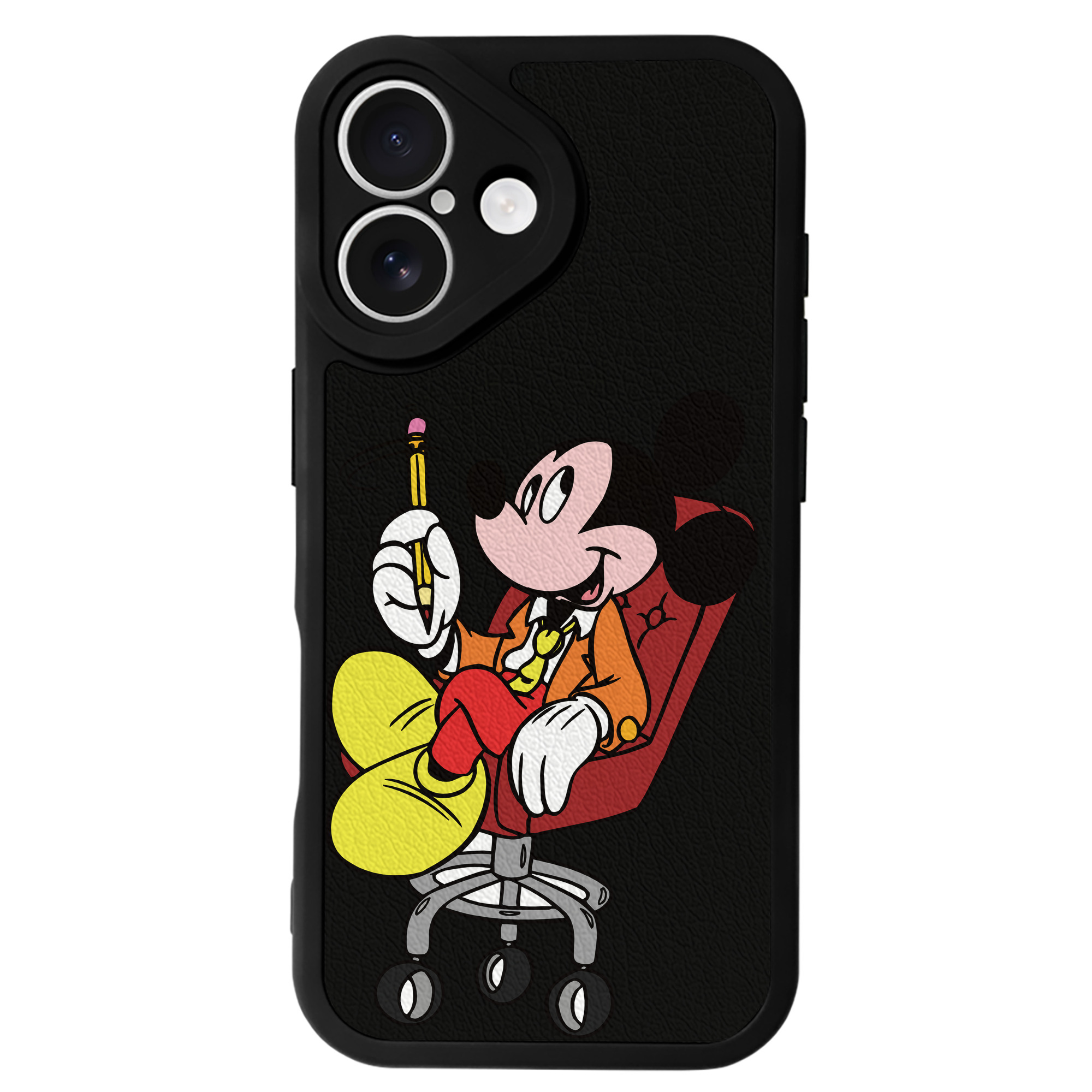 （画像用） ミッキーマウス Mickey Mouse 【iPhone 16シリーズ対応】シリコンスマホケース（レザー調） 材質：シリコン